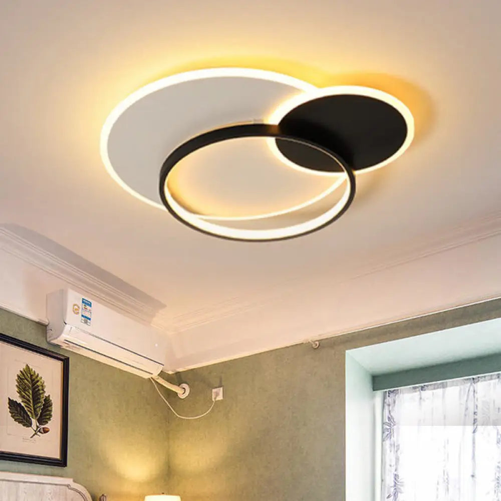 18’ 21.5’ Overlapping Acrylic Flush Mount Led Ceiling Light Simple Black White Warm Remote
