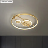 18’/22’ Wide Circular Led Flush Mount Bedroom Light With Minimalist Metal Design - Gold