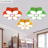 18’/23.5’ Etched Blossom Led Flush Mount Ceiling Light In Vibrant Red/Yellow/Green