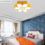 18’/23.5’ Etched Blossom Led Flush Mount Ceiling Light In Vibrant Red/Yellow/Green