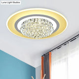 18’/23.5’ Led Round Flush Light Fixture - Elegant White Crystal Mount Lighting For Living Room