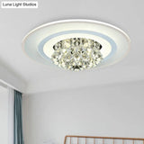 18’/23.5’ Led Round Flush Light Fixture - Elegant White Crystal Mount Lighting For Living Room
