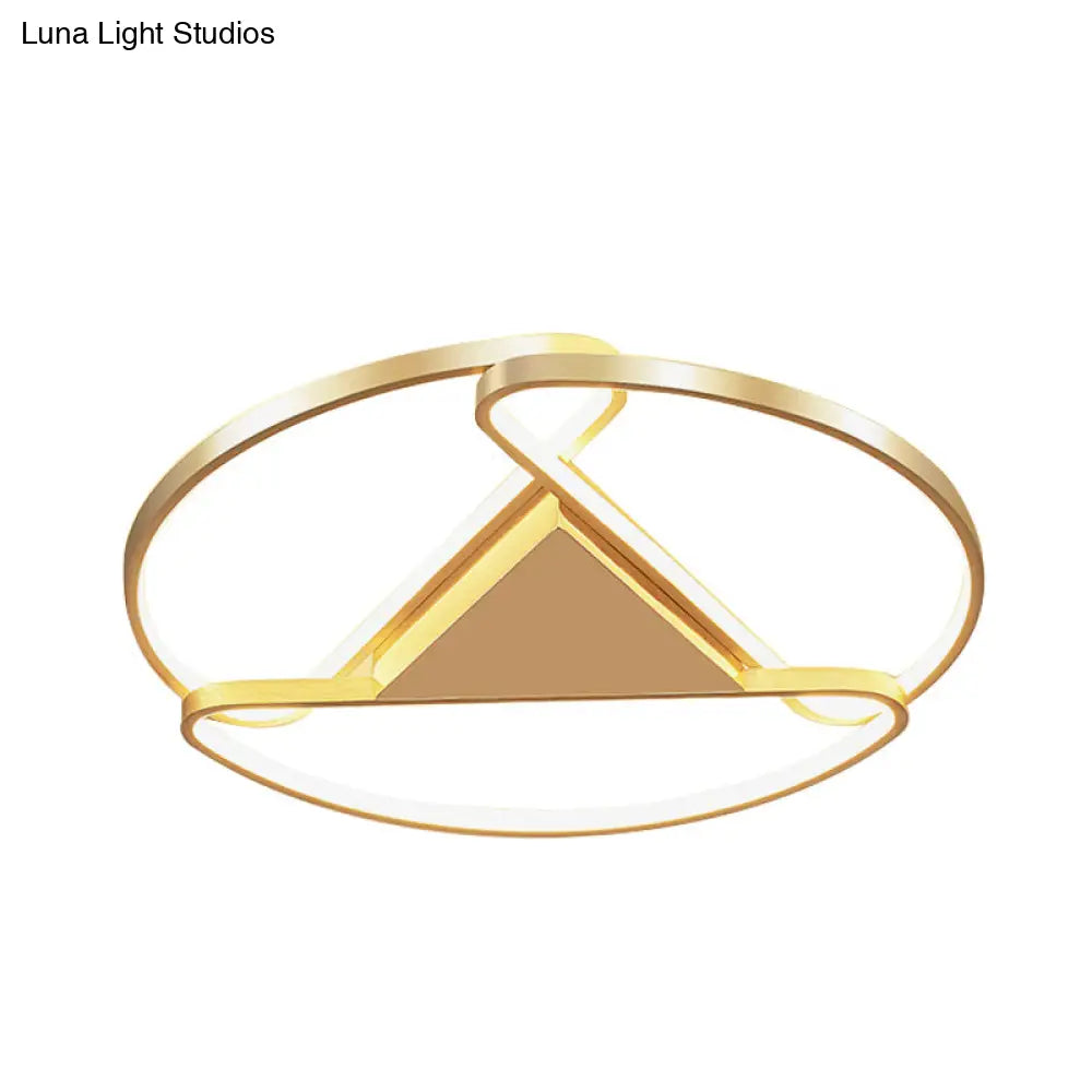 18’/23.5’ Wide Led Gold Flush Mount Ceiling Light - Modern Semi-Circle Acrylic Design Triangle