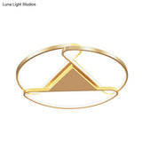 18’/23.5’ Wide Led Gold Flush Mount Ceiling Light - Modern Semi-Circle Acrylic Design Triangle
