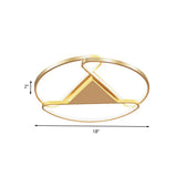 18/23.5 Wide Led Gold Flush Mount Ceiling Light - Modern Semi-Circle Acrylic Design Triangle Canopy