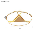 18’/23.5’ Wide Led Gold Flush Mount Ceiling Light - Modern Semi-Circle Acrylic Design Triangle