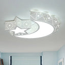 18/23.5 Wide Stars Moon Flush Mount Light Modern Acrylic Led White Ceiling In White/3 Color / 18