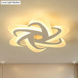 18’/23’ Wide Acrylic Criss Cross Led Ceiling Light Fixture - Flush Mount Modern White Design