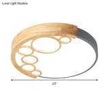 18.5’/23’ W Round Metal Flush Mount Ceiling Lamp Modernist Led Grey Warm/White Light Remote