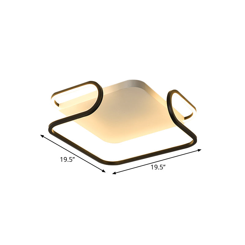 Modern Metal Square Flush Mount Led Ceiling Light (16/19.5) - Warm/White Bedroom Lighting