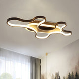 Modern Wavy Frame Ceiling Lamp In Black/White Aluminum With Led Flush Mount Lighting Available