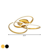 Modern Black/Gold Led Flush Ceiling Light With Metallic Interlocking Rings In Warm/White 16.5/20.5