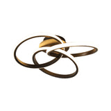 Modern Black/Gold Led Flush Ceiling Light With Metallic Interlocking Rings In Warm/White 16.5/20.5