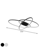 Minimalist Metal Elliptical Flush Mount Led Ceiling Lamp In Warm/White Light (Black/White)