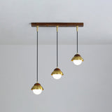 Sleek Brass Hanging Pendant Light Kit With Opal Glass Shades - Metal Dome & Multiple Lamp Design 3