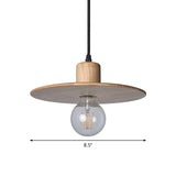 Minimalist Circular Wood Led Mini Pendant Lamp For Bedroom Ceiling In Beige