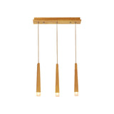 Minimalist Beige Suspension Light With Wood Shade - 3/5 Heads Dining Room Multi Pendant