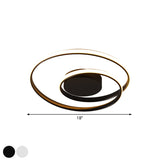 Contemporary Led Ceiling Flush Mount In Black/White - 18/23.5 Wide With Warm/White Light