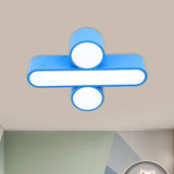 Nordic Led Flushmount Rgb Mathematical Notation Ceiling Lamp With Metal Shade Blue