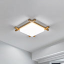 Modern Acrylic Square Ceiling Lamp With Led And Wood Frame - Beige/White Warm Light