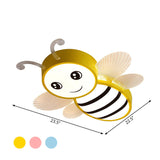 Bee Flush Mount Led Ceiling Lamp For Kids Bedroom - Pink/Yellow/Blue Plastic Fixture