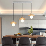 Modern Wood Hanging Lamp Kit - 3-Head Ceiling Light For Dining Room In Beige