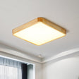 Modern Led Flush Mount Fixture - Beige Square Ceiling Light With Acrylic Shade Warm/White Available