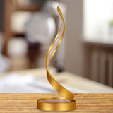 Gold Spiral Ribbon Led Task Lamp - Contemporary Metallic Bedroom Night Table Light