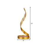 Gold Spiral Ribbon Led Task Lamp - Contemporary Metallic Bedroom Night Table Light