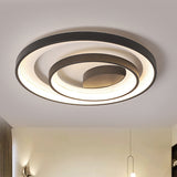 Circle Ceiling Lamp - Metallic Flush Mount Lighting In Black With Warm/White Led Light