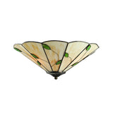 Tiffany Stained Glass Ceiling Light With Geometric Design And Leaf Theme (3 Lights White/Beige Flush