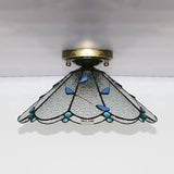 Tiffany Style Nautical Stained Glass Flush Light Fixture - Clear/White/Orange/Pink/Blue For Hallway
