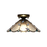 Tiffany Style Nautical Stained Glass Flush Light Fixture - Clear/White/Orange/Pink/Blue For Hallway