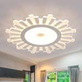 Modern White Acrylic Sun Shape Flush Light - Office Ceiling Mount / Warm 20.5