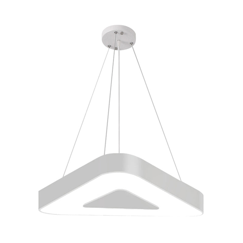 Modern Triangle Pendant Lamp With Led Lighting For Offices - Available In White Or Black Finish