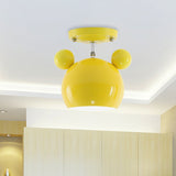 Rotating Bear Head Ceiling Lamp - Stylish Macaron Loft Metal Light For Balconies
