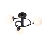 Sleek Metal Semi Flush Ceiling Light - 3/5 Modern Spiral Design In Black/Gold For Living Room