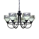Black Forest Deer Chandelier: American Style Hanging Light With Glass Accents