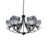Black Forest Deer Chandelier: American Style Hanging Light With Glass Accents