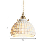 Modern Ceramic Domed Pendant Lamp - White Single Head Hanging Light For Kitchen & Hallway