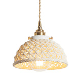 Modern Ceramic Domed Pendant Lamp - White Single Head Hanging Light For Kitchen & Hallway