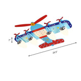 Blue Cartoon Plane Ceiling Light With Wood Propeller - Perfect For Baby Bedrooms!