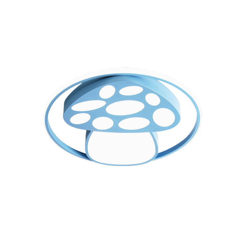Cute Mushroom Flush Mount Ceiling Lamp For Kindergarten - Cartoon Acrylic And Metal Design