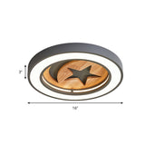 Kids Acrylic Modern Led Ceiling Lamp Slim Circle Design With Star Pattern Ideal For Bedroom