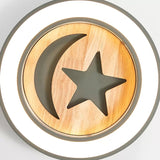 Kids Acrylic Modern Led Ceiling Lamp Slim Circle Design With Star Pattern Ideal For Bedroom