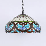 Victorian Stained Glass Dome Pendant Ceiling Light For Dining Room
