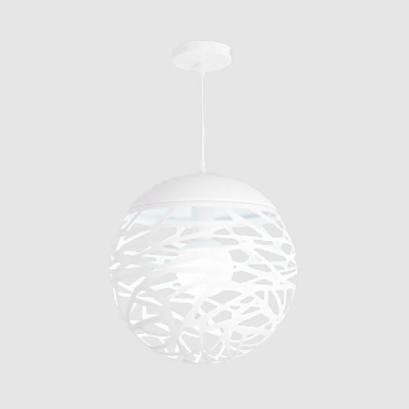 Contemporary Metallic Hollow Globe Pendant Light For Dining Tables - 1-Light
