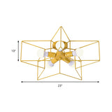 5-Light Industrial Ceiling Lamp For Kids Bedroom With Star Cage Design