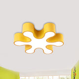 Floral Acrylic Led Flush Mount Lamp - Kids Ceiling Light Fixture In Red/Yellow/Blue Yellow