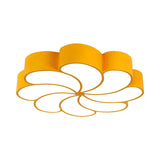 Spiral Flower Acrylic Kids Led Flush Mount Light In Orange/Yellow